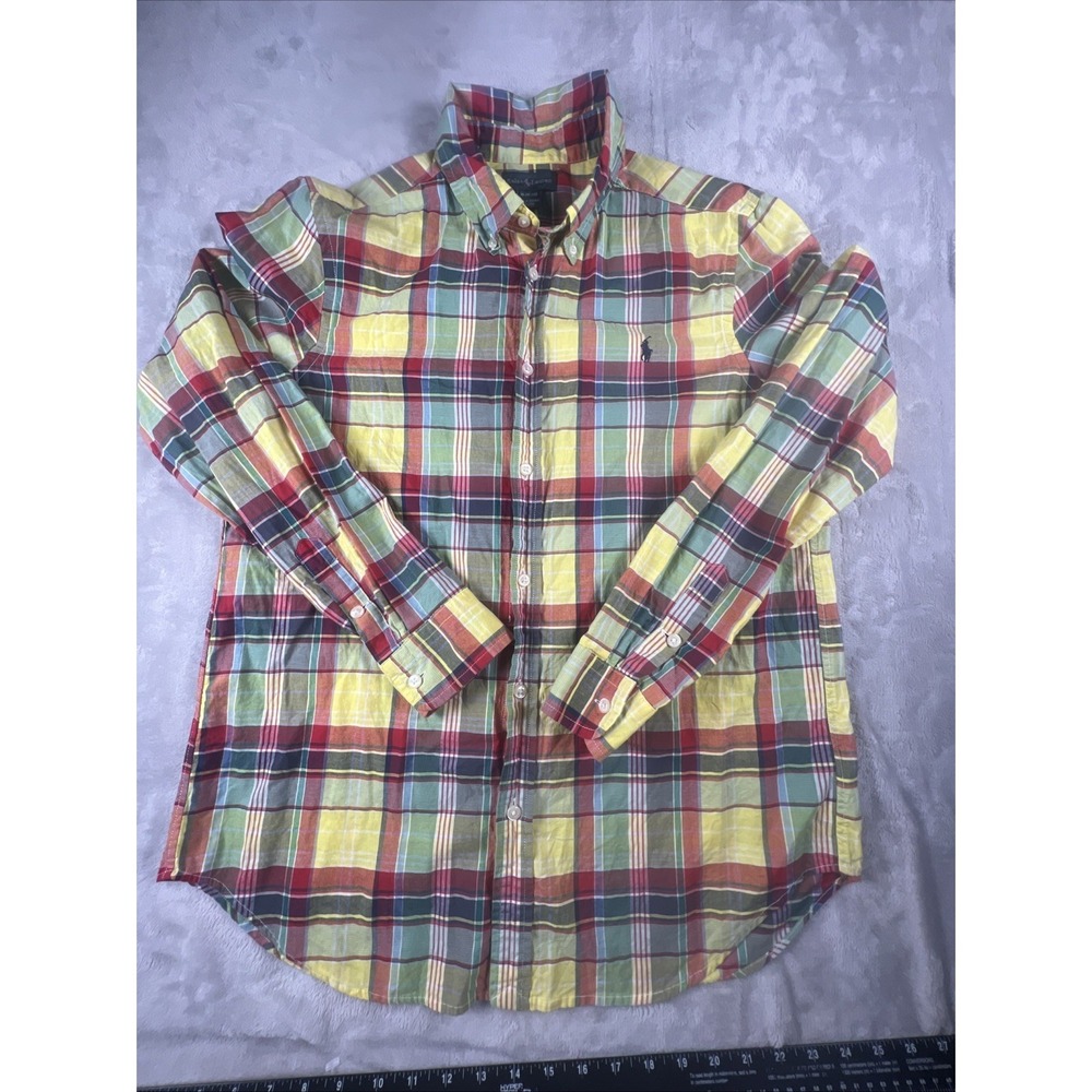 Ralph Lauren Boys XL 18-20 Multicolor Plaid Button Shirt‎ Cotton